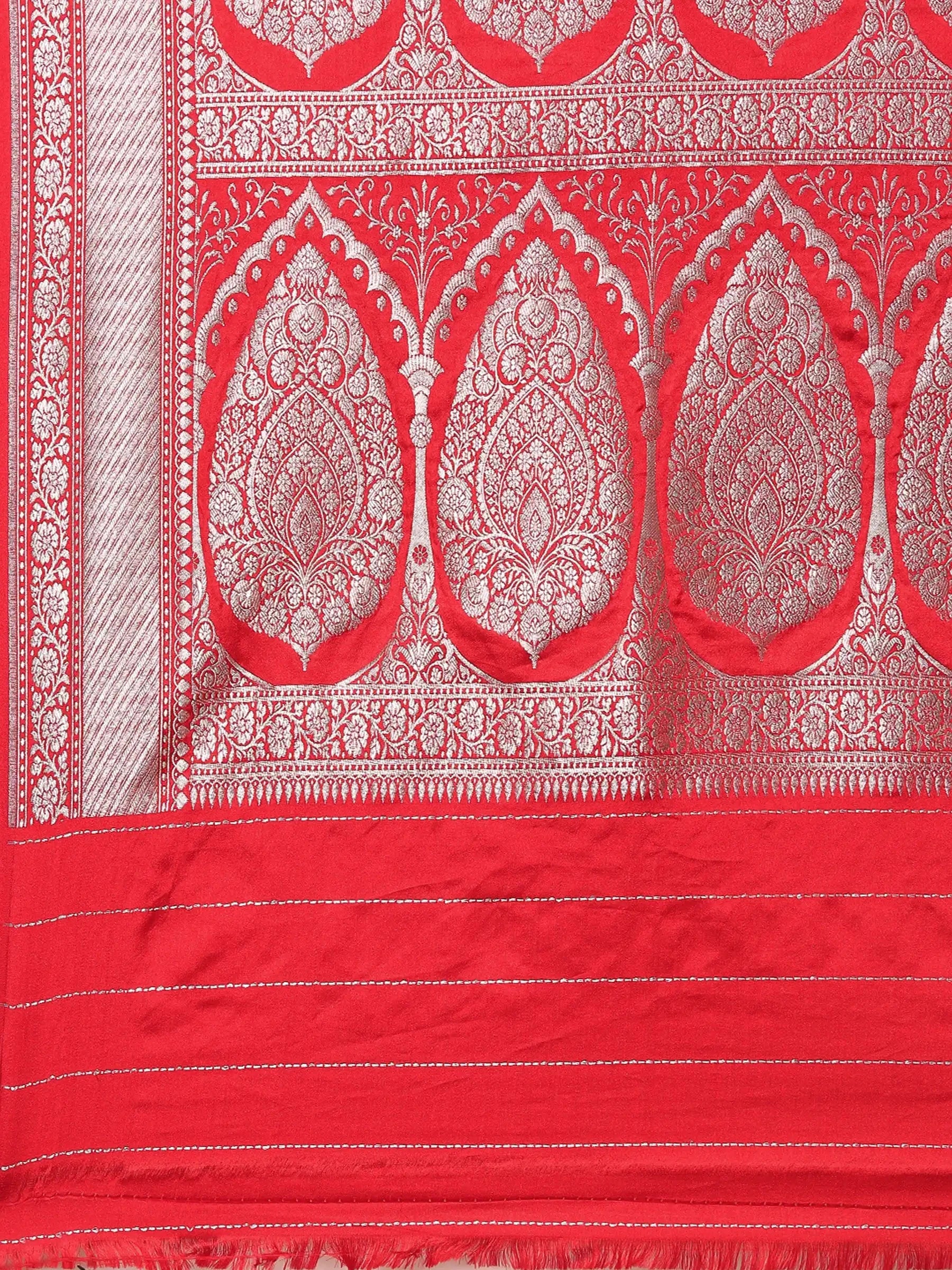 Rani Gulaab Red Banarasi Silk Saree