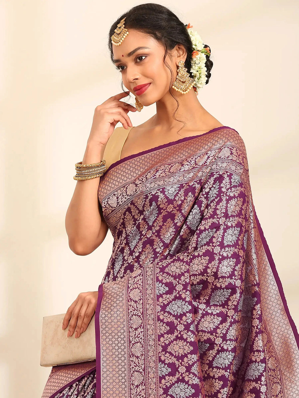 Shahi Kadhua Wine Banarasi Silk Saree