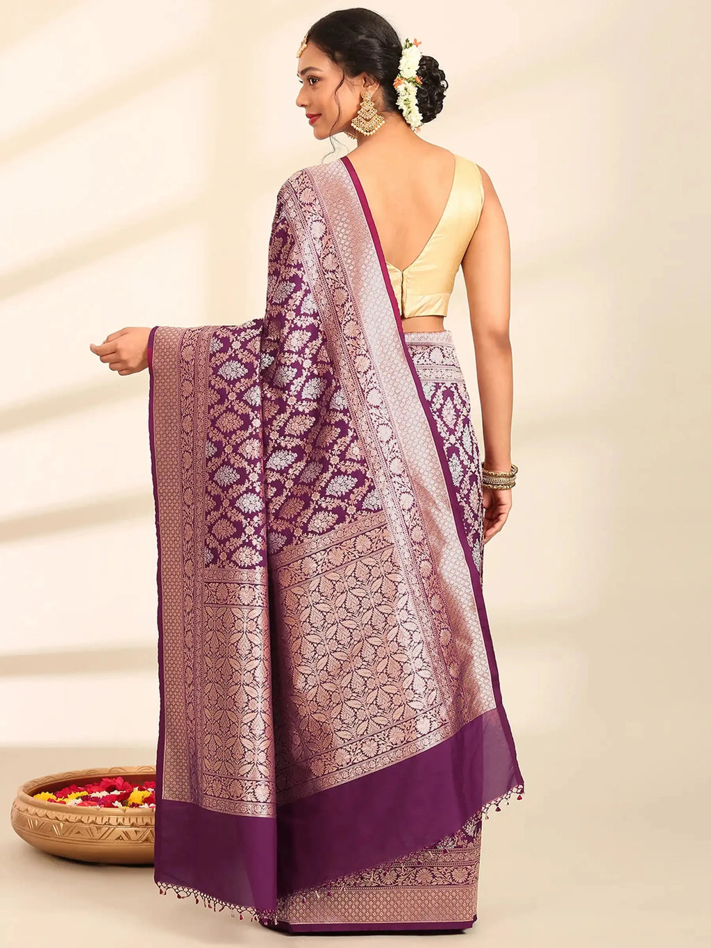 Shahi Kadhua Wine Banarasi Silk Saree