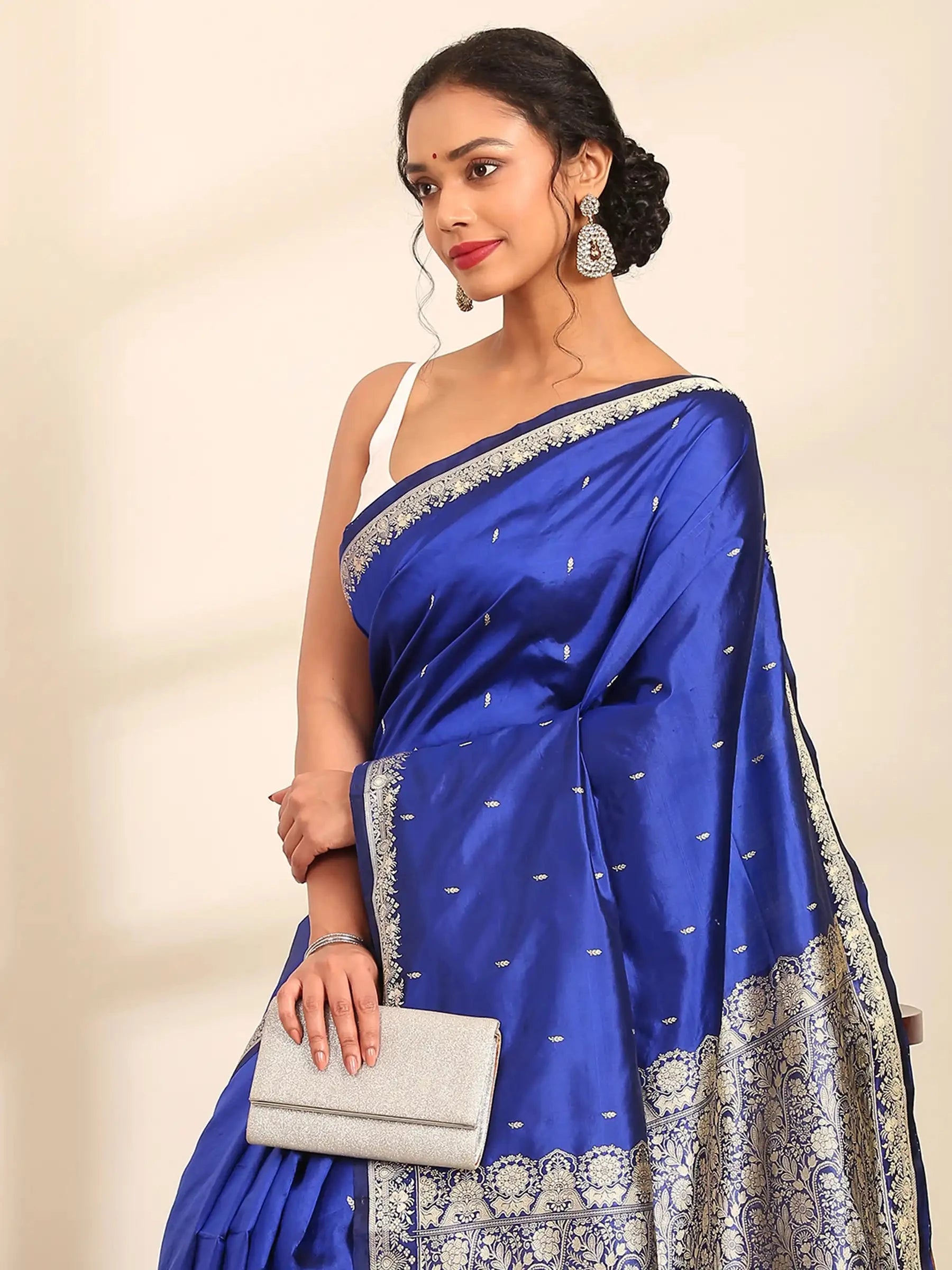 Neelambari Blue Zari Banarasi Silk Saree