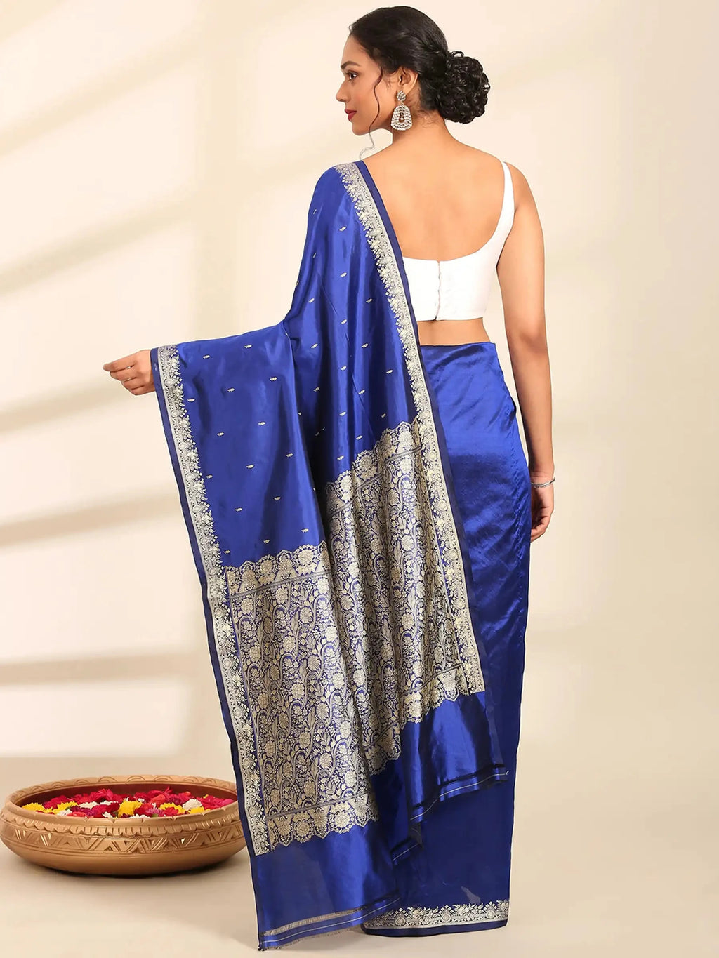 Neelambari Blue Zari Banarasi Silk Saree
