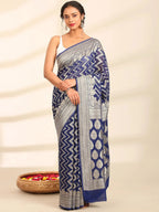 Rajkumari Chevron Blue Banarasi Silk Saree