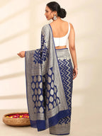 Rajkumari Chevron Blue Banarasi Silk Saree