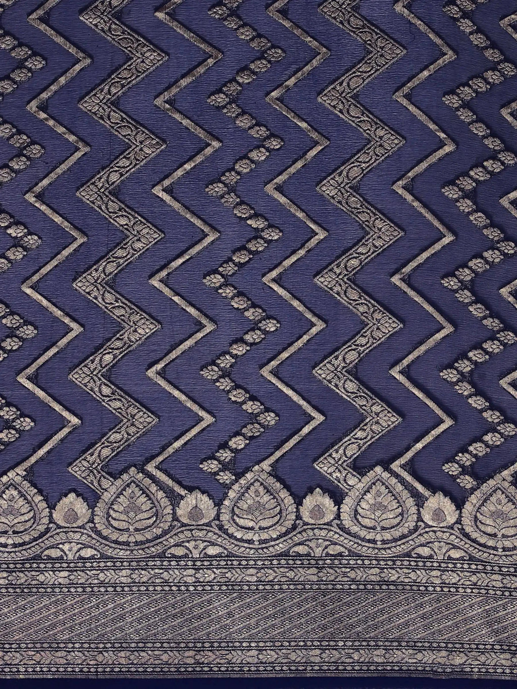 Rajkumari Chevron Blue Banarasi Silk Saree