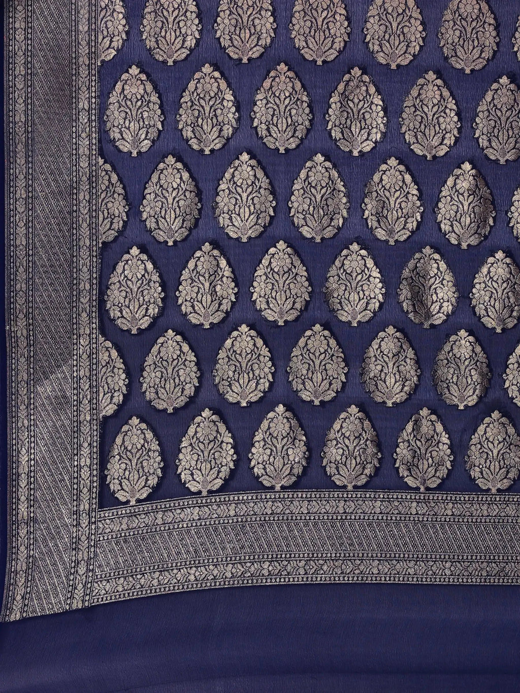 Rajkumari Chevron Blue Banarasi Silk Saree
