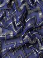 Rajkumari Chevron Blue Banarasi Silk Saree
