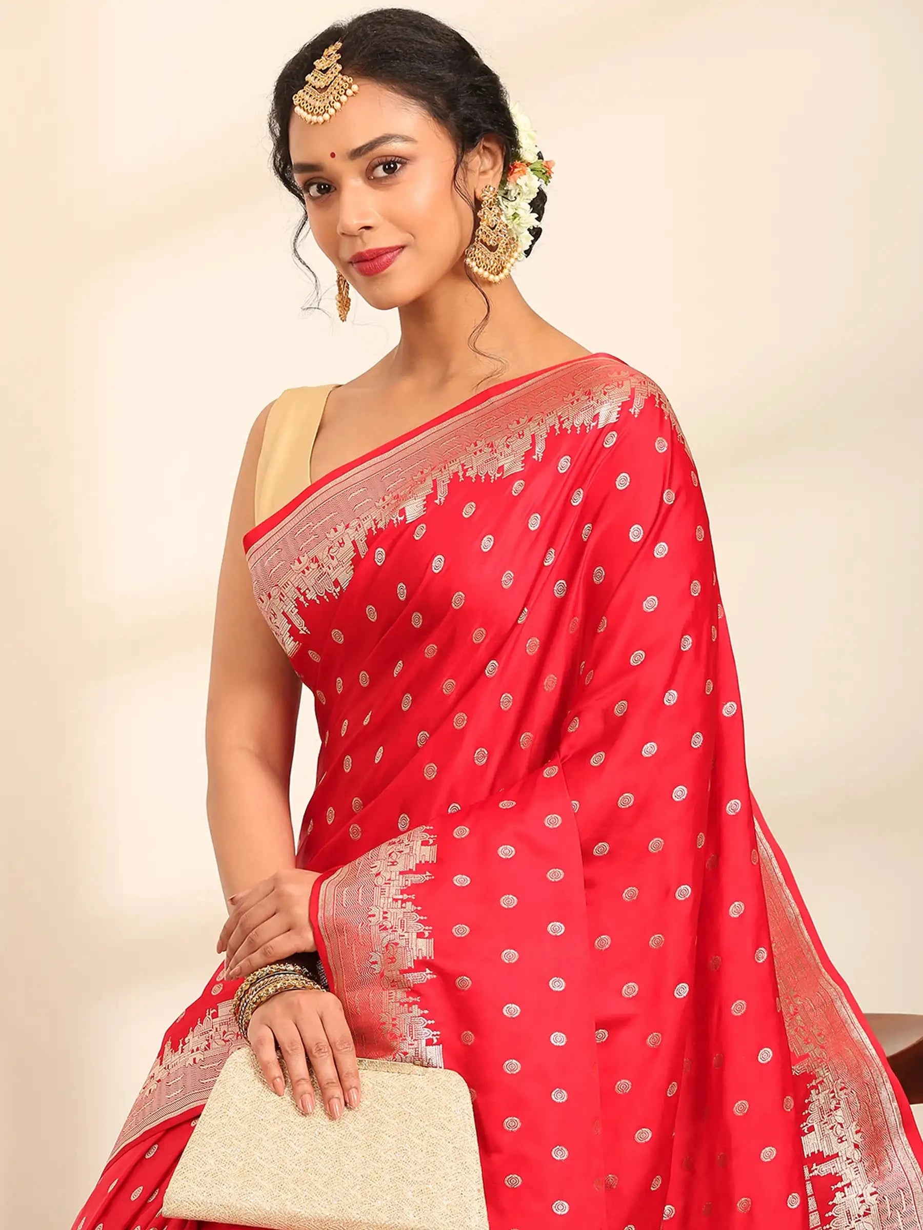 Kashi Sundari Red Banarasi Silk Saree