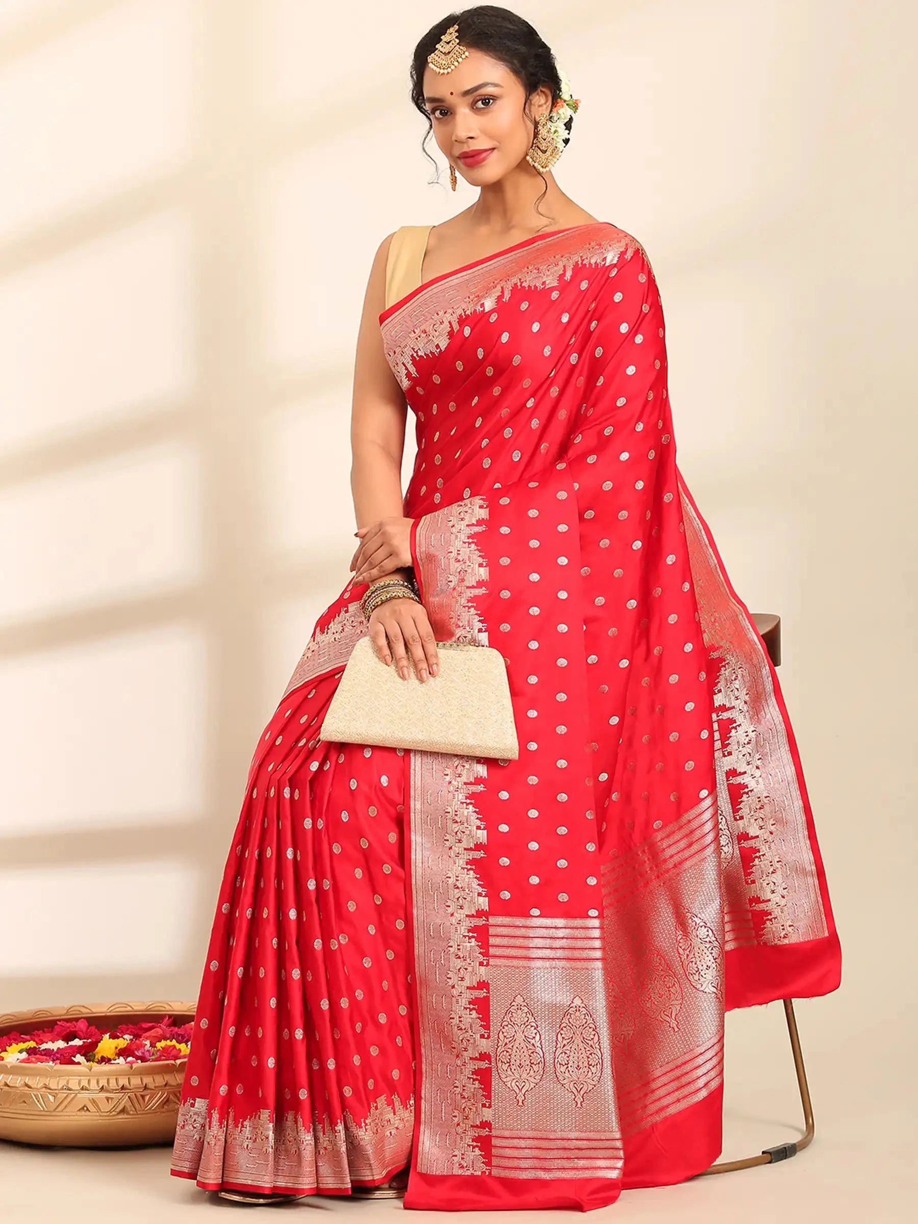Kashi Sundari Red Banarasi Silk Saree