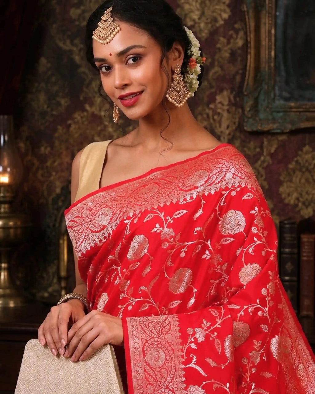 Padma Meenakari Jaal Banarasi Silk Saree