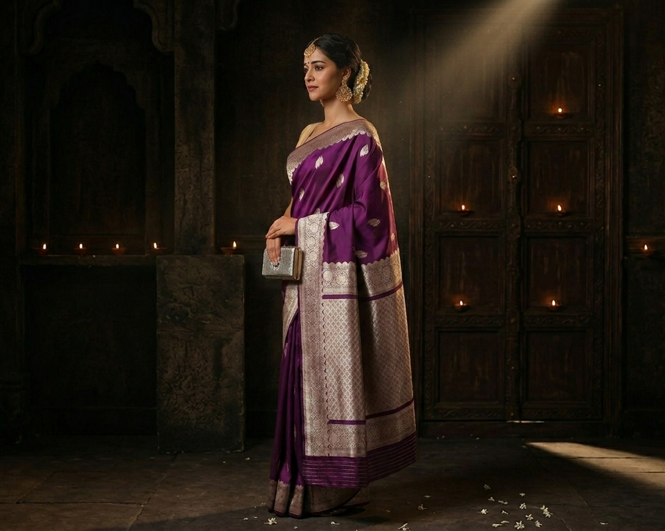 Surmayi Jaal Banarai Saree