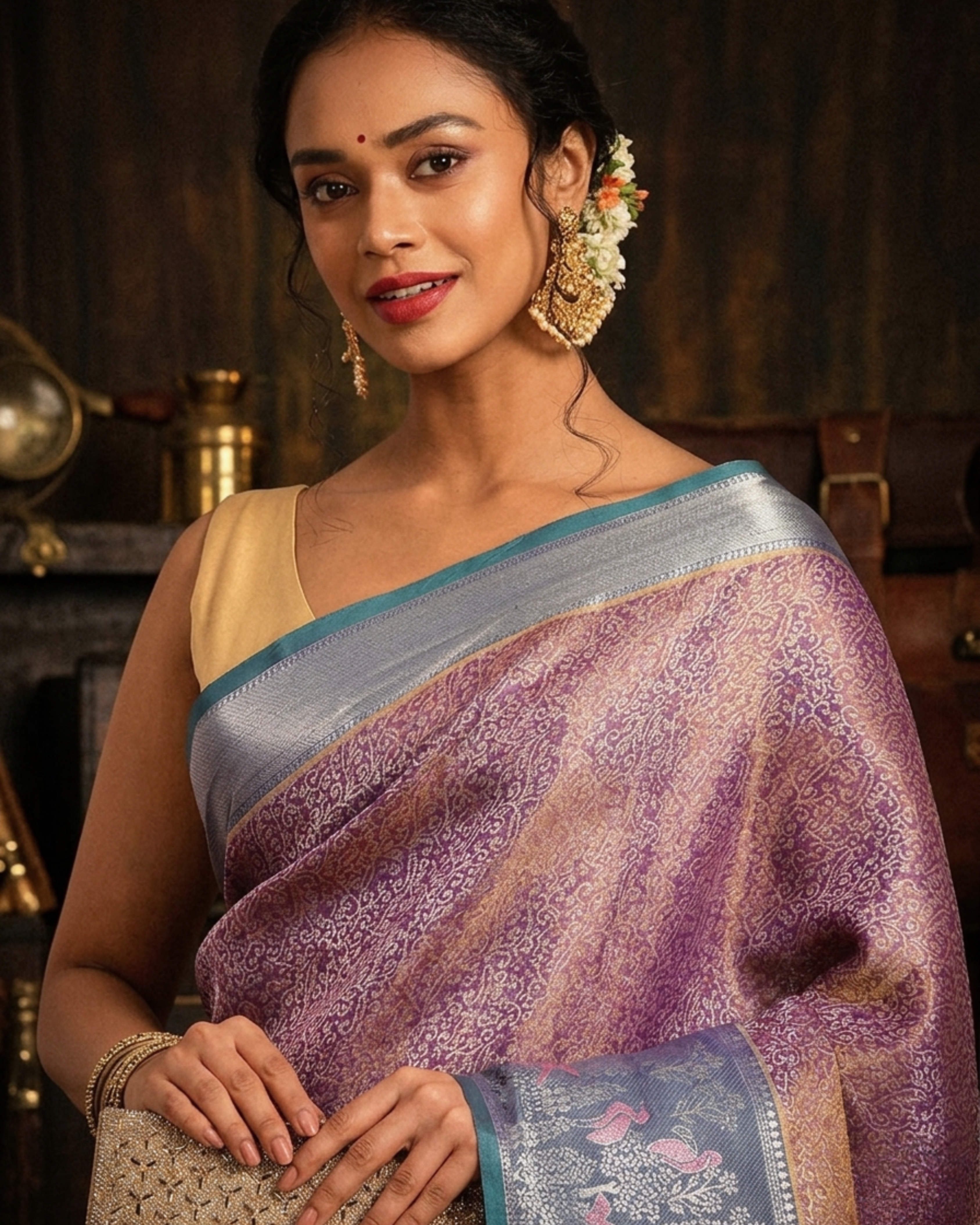 Mayur Neel Zari Banarasi Saree