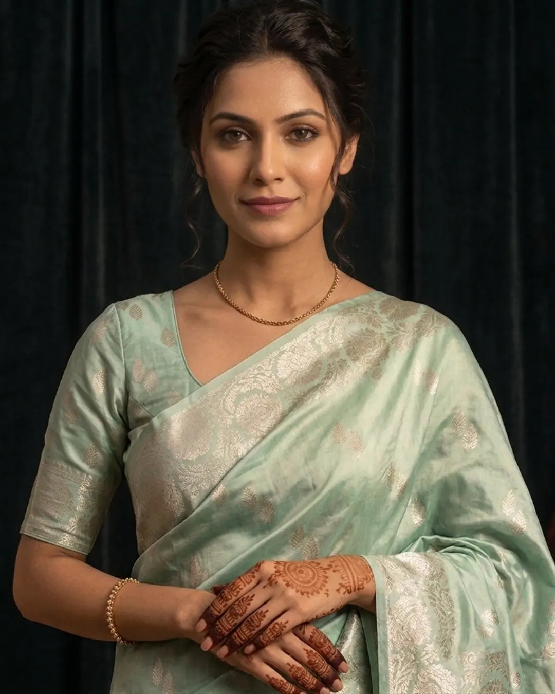 Mint Green Soft Banarasi Silk Saree
