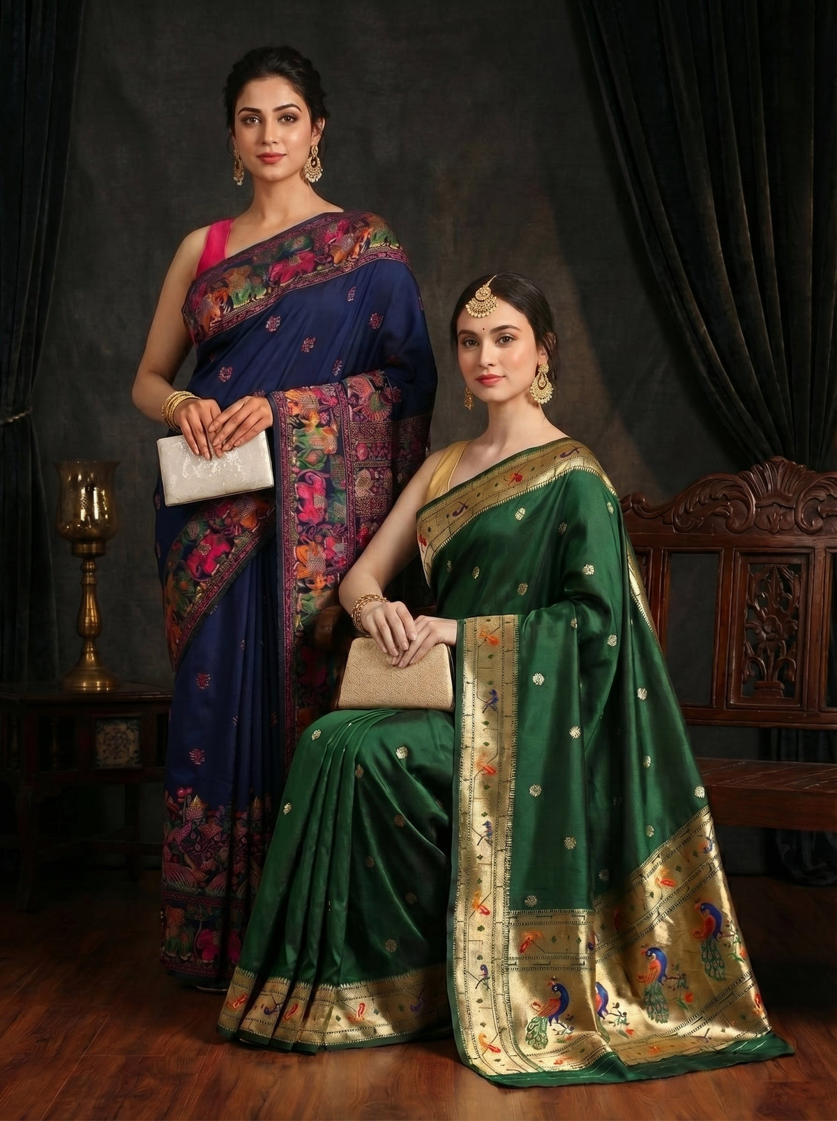 Meher-Gul Blue Zari Banarasi Silk Saree