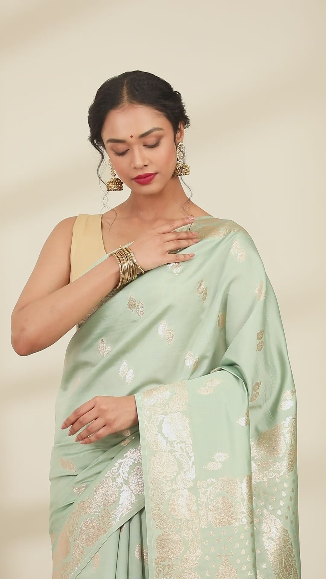 Mint Green Banarasi Saree