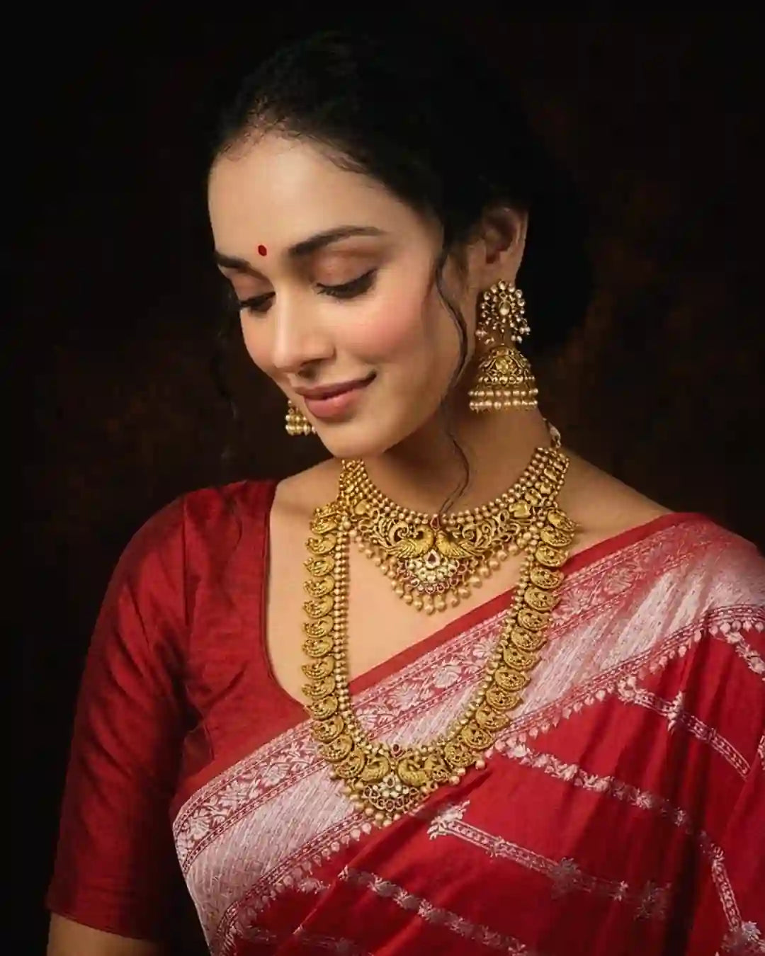 Rani Gulaab Red Banarasi Silk Saree